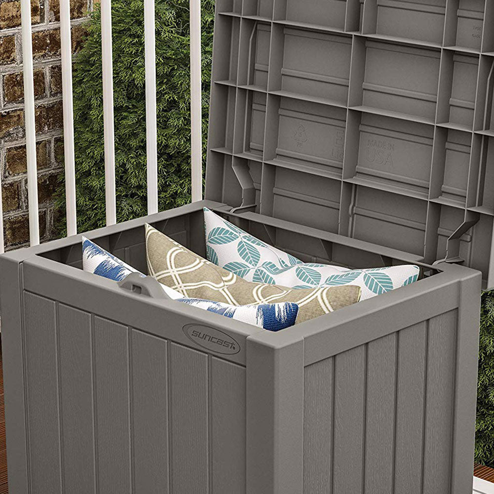 Suncast SS500ST 22 Gallon Small Resin Outdoor Patio Storage Deck Box, Stoney - Smart-nests