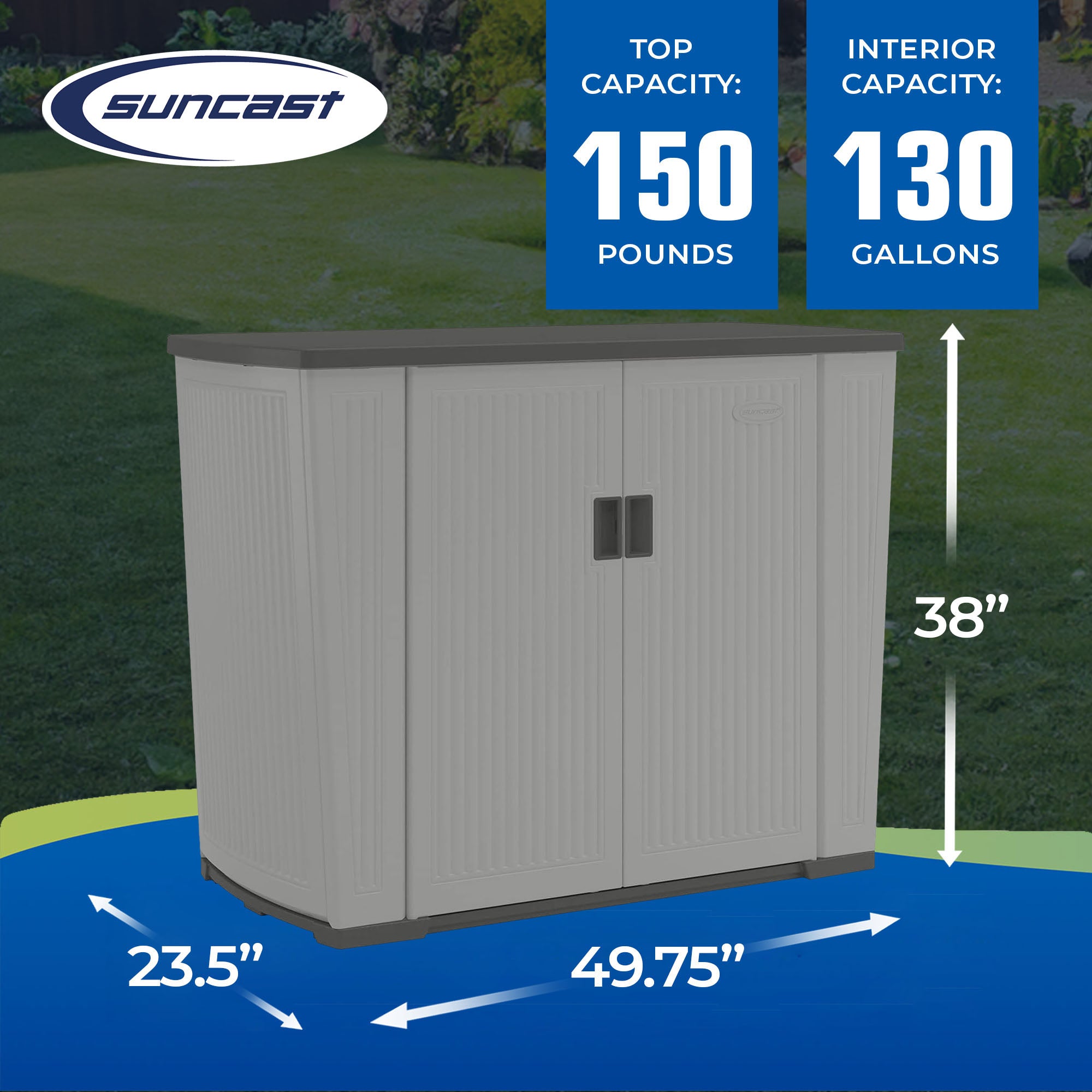 Suncast Backyard Oasis 130 Gallon Outdoor Storage Shed Basic Unit, Dove Gray - Smart-nests