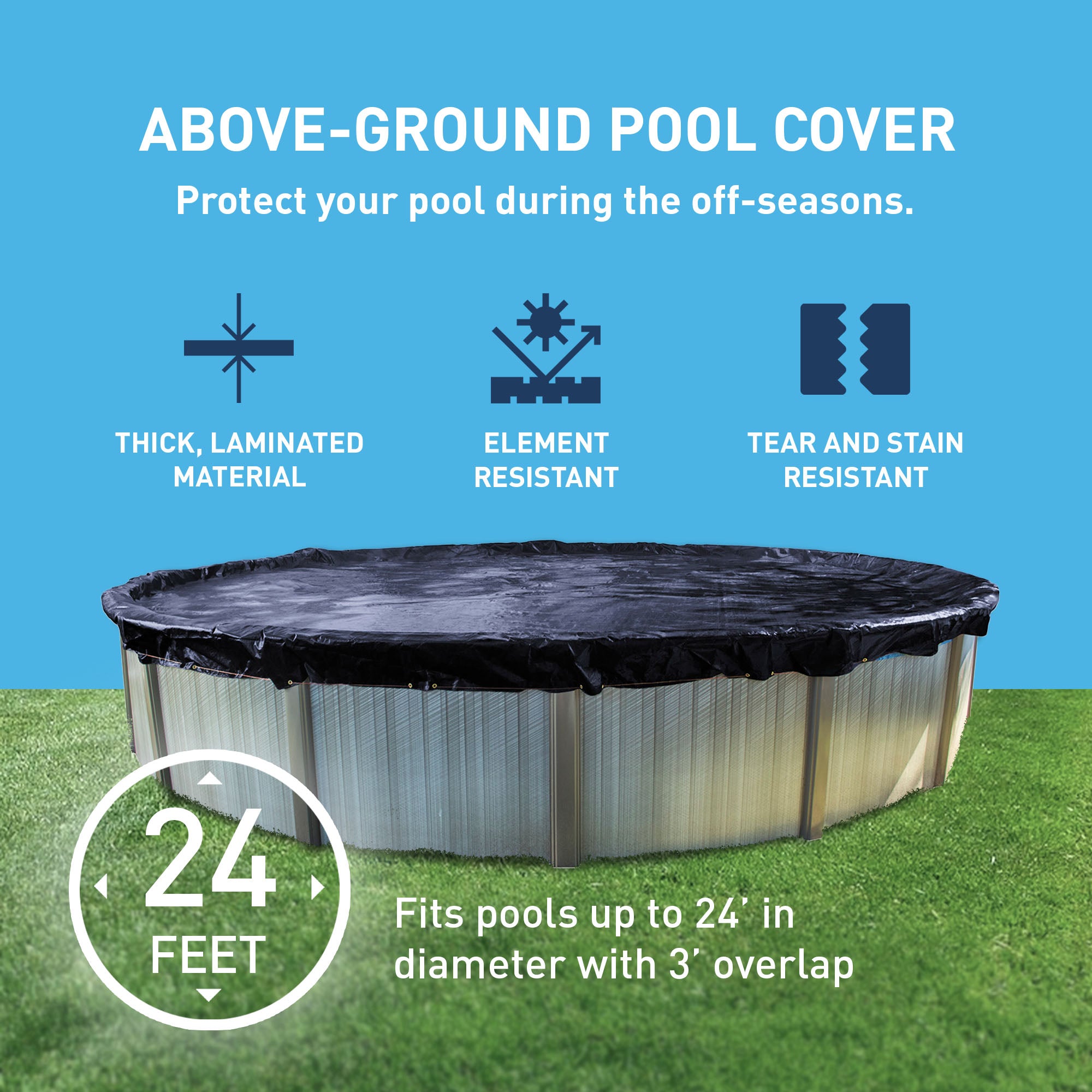 Swimline 24 Ft Round Above Ground Winter Pool Cover w/ 4'x8' Closing Air Pillow - Smart-nests