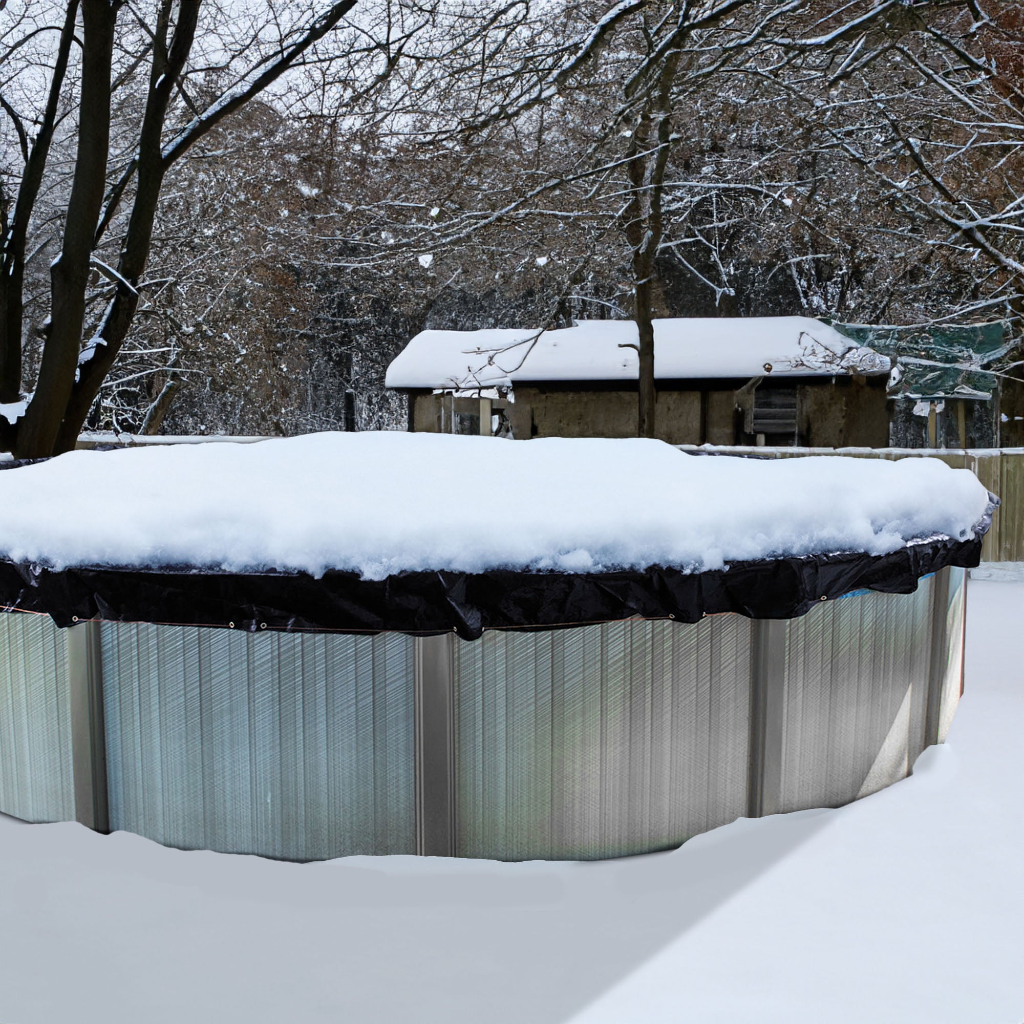 Swimline 24 Ft Round Above Ground Winter Pool Cover w/ 4'x8' Closing Air Pillow - Smart-nests