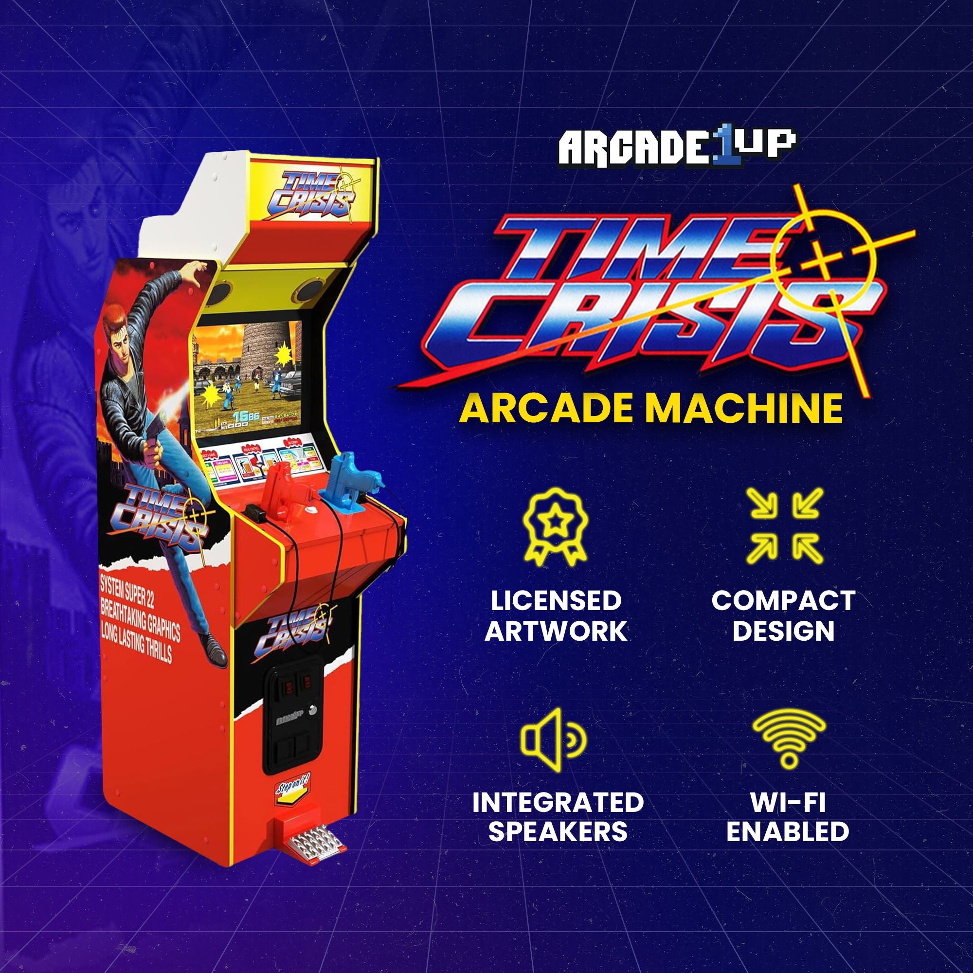 Arcade1Up 17" Screen Multiplayer TIME Crisis Arcade Machine w/ Stand Up Cabinet