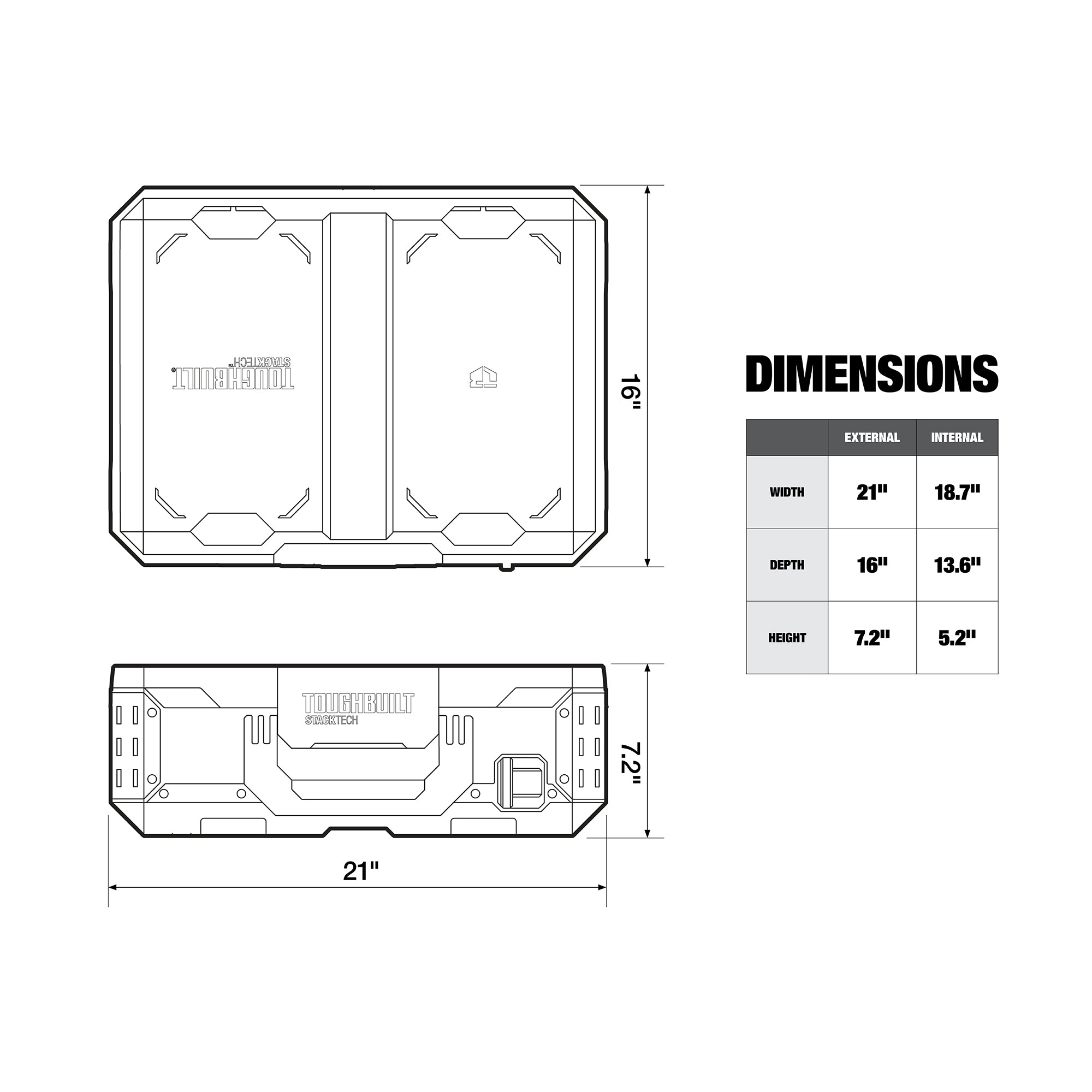 ToughBuilt StackTech Lockable Tool Box, Durable Plastic Storage Organizer, Black - Smart-nests