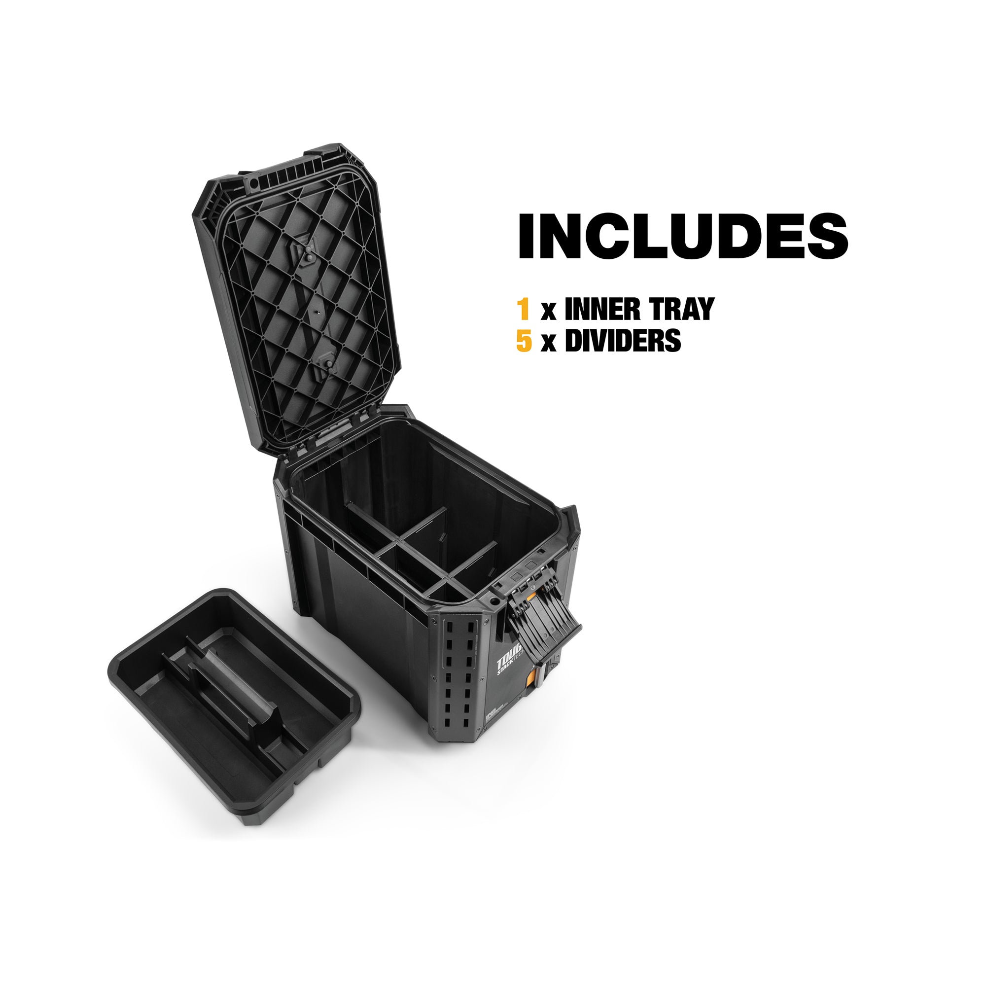 ToughBuilt StackTech Compact Tool Box Lockable Organizer with Removable Tray - Smart-nests