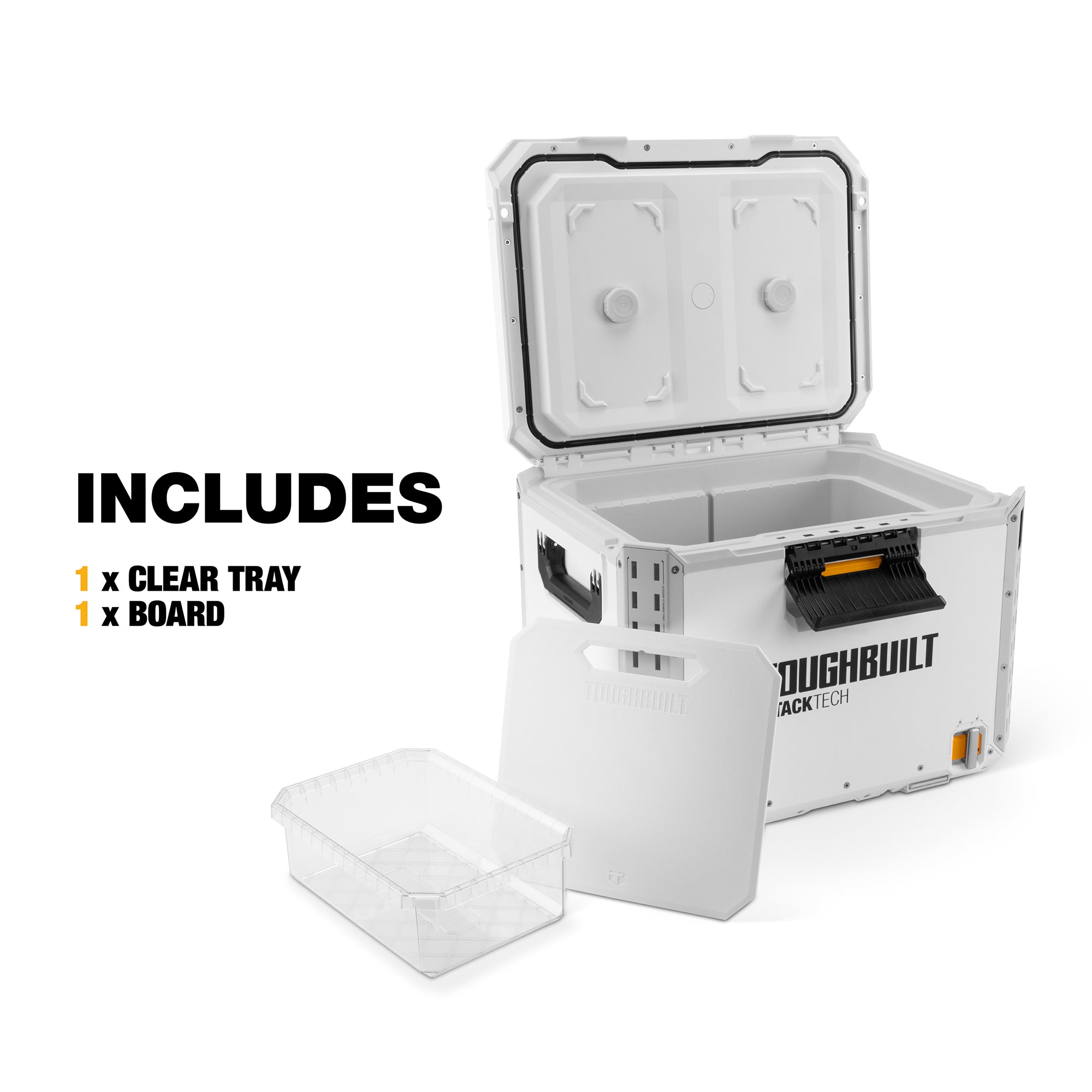 ToughBuilt StackTech XL Cooler, Stackable 38 Quart Hard Shell Ice Chest, White - Smart-nests