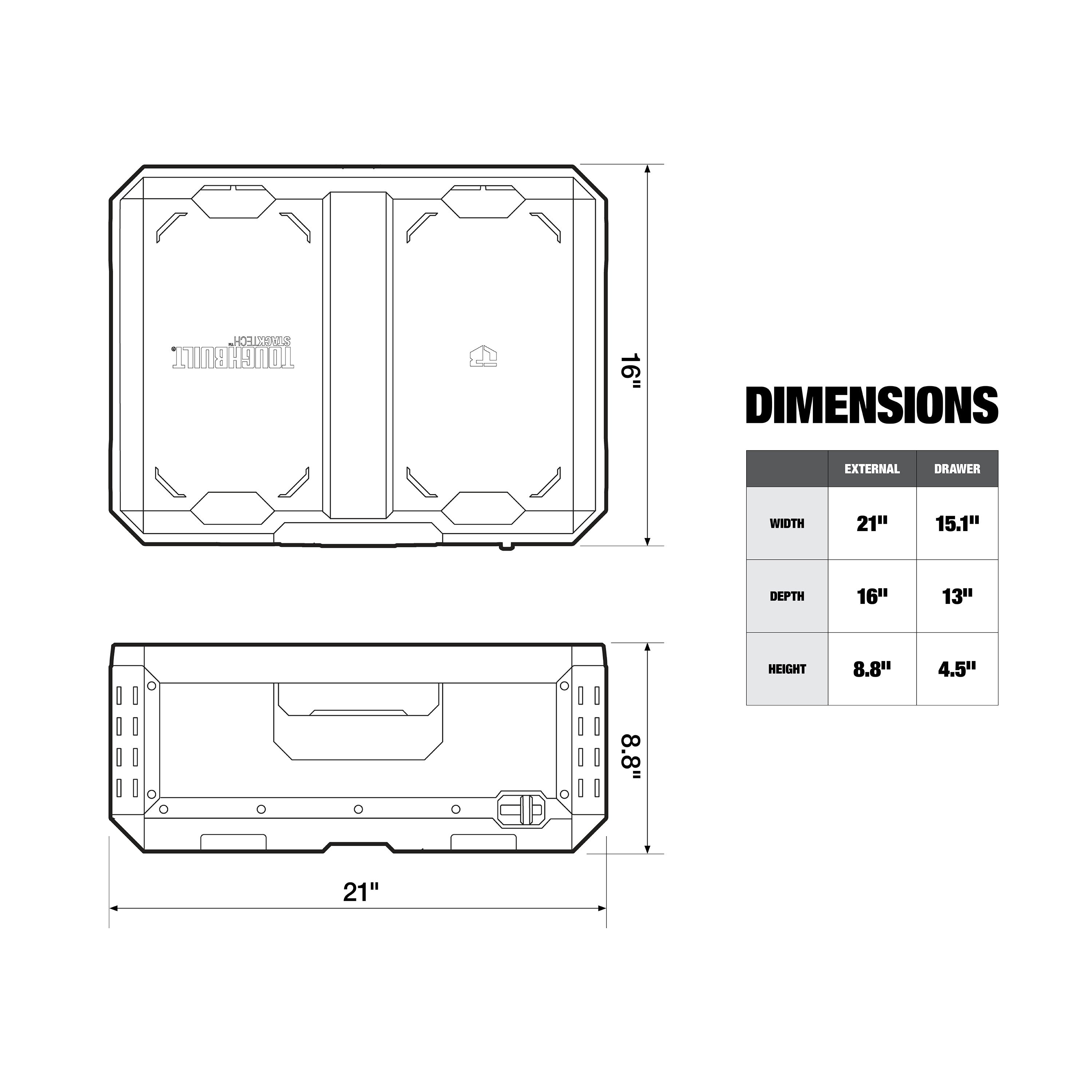 ToughBuilt StackTech 1-Drawer Tool Box, Durable Plastic Storage Organizer, Black - Smart-nests