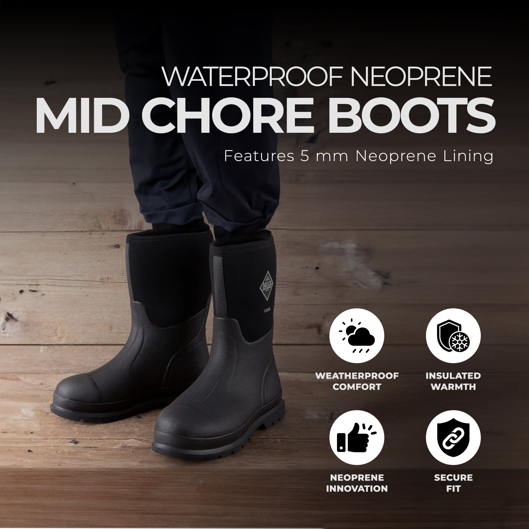 The Original Muck Boot Company Men's 13 Waterproof Neoprene Mid Chore Boots - Smart-nests