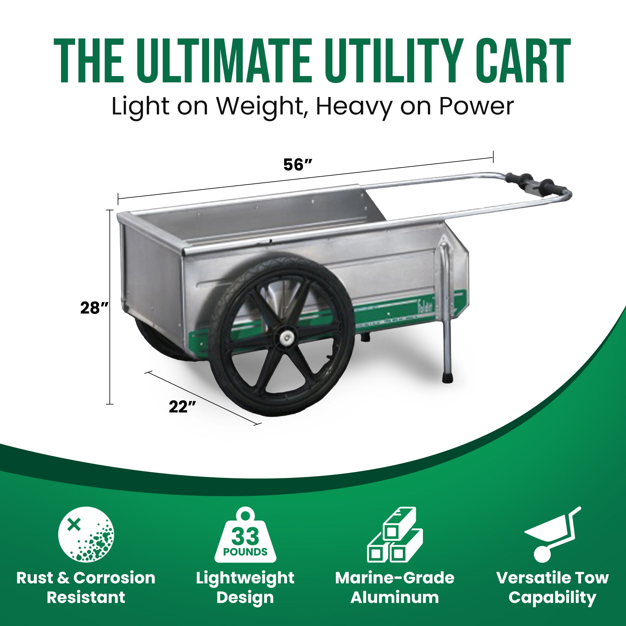 Tipke Manufacturing Company Foldit Do It All Aluminum Folding Cart, Green Stripe - Smart-nests