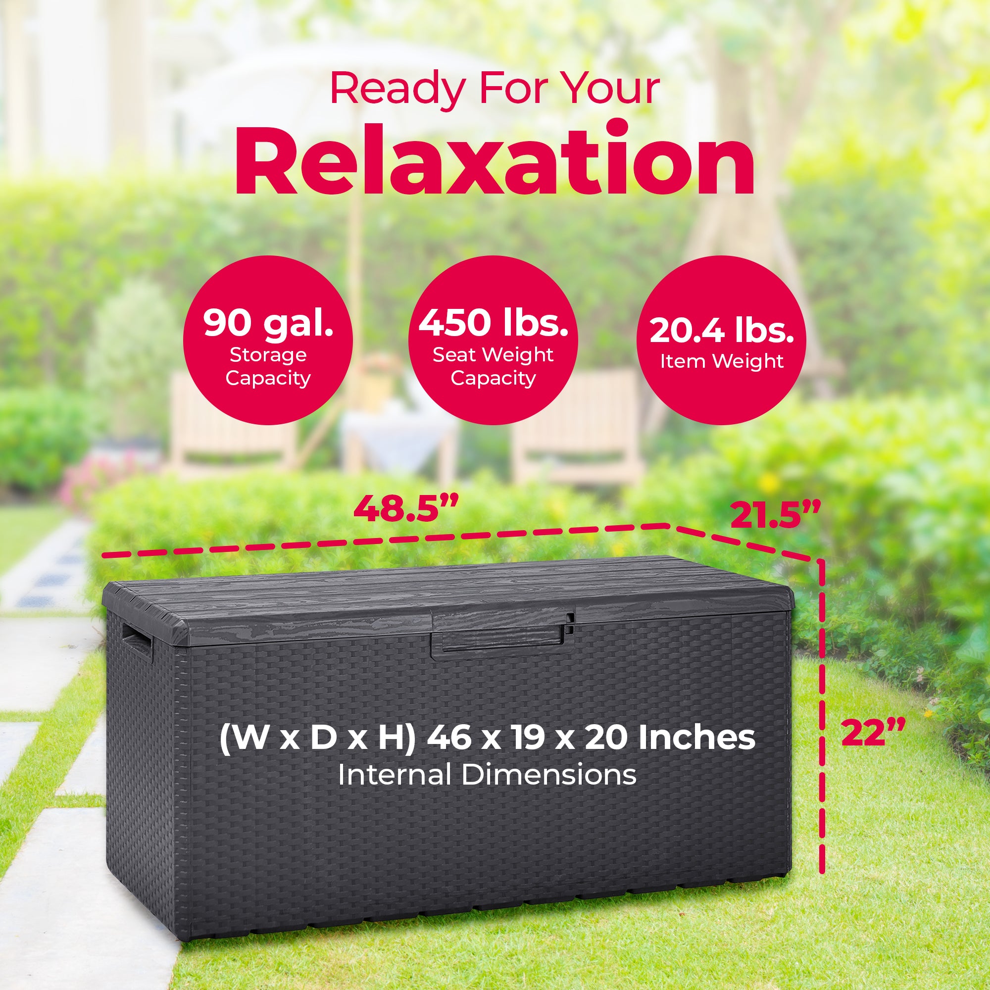 Toomax Portofino Large 90 Gallon Plastic Outdoor Storage Backyard Deck Box, Gray - Smart-nests