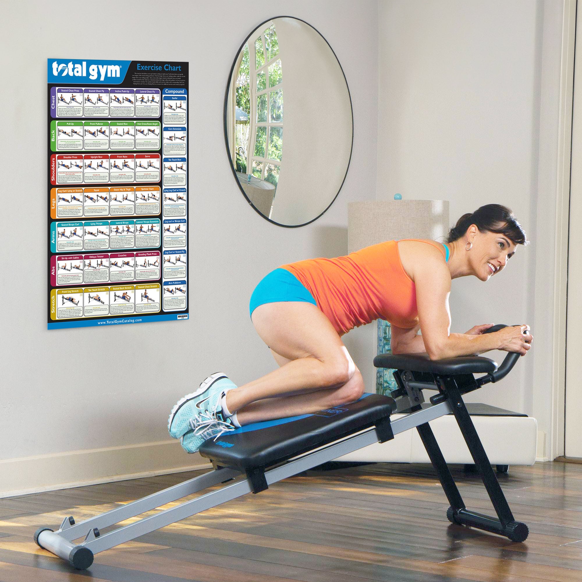 Total Gym 24" x 36" Convenient Quick Reference Exercise Chart with 35 Workouts - Smart-nests
