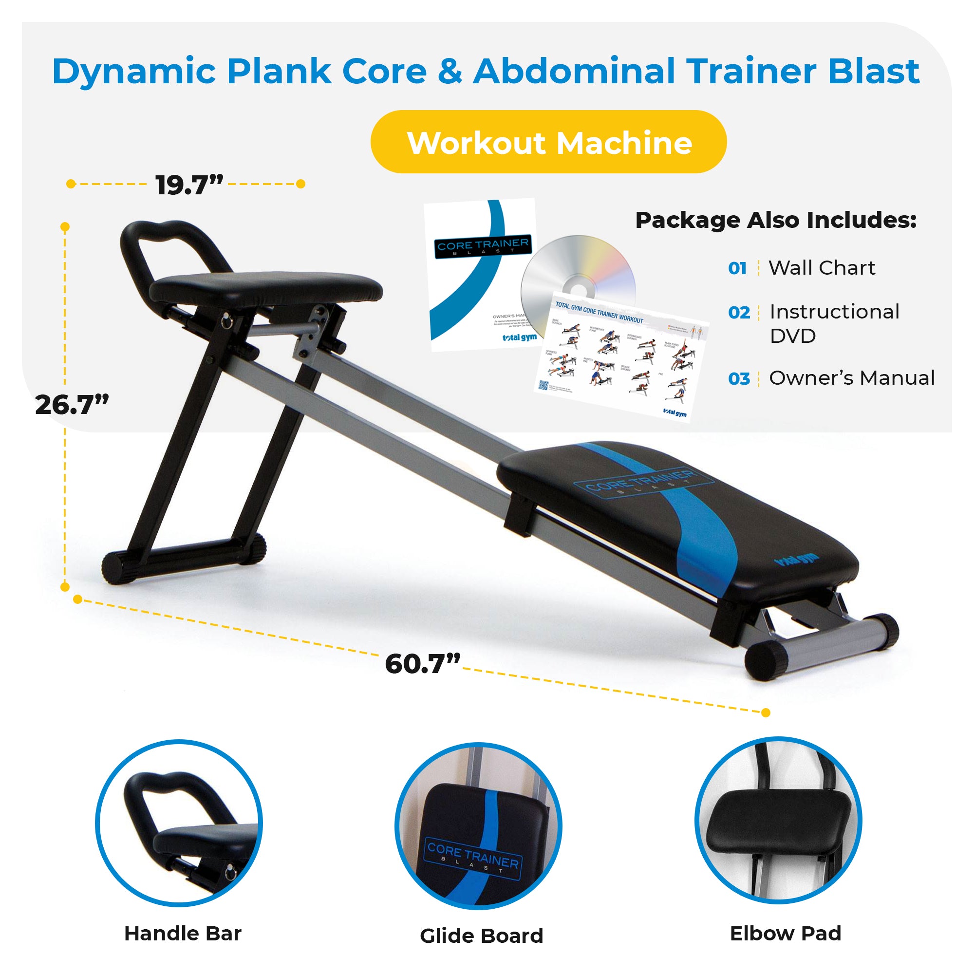 Total Gym Fitness Dynamic Plank Core & Abdominal Trainer Blast Workout Machine - Smart-nests