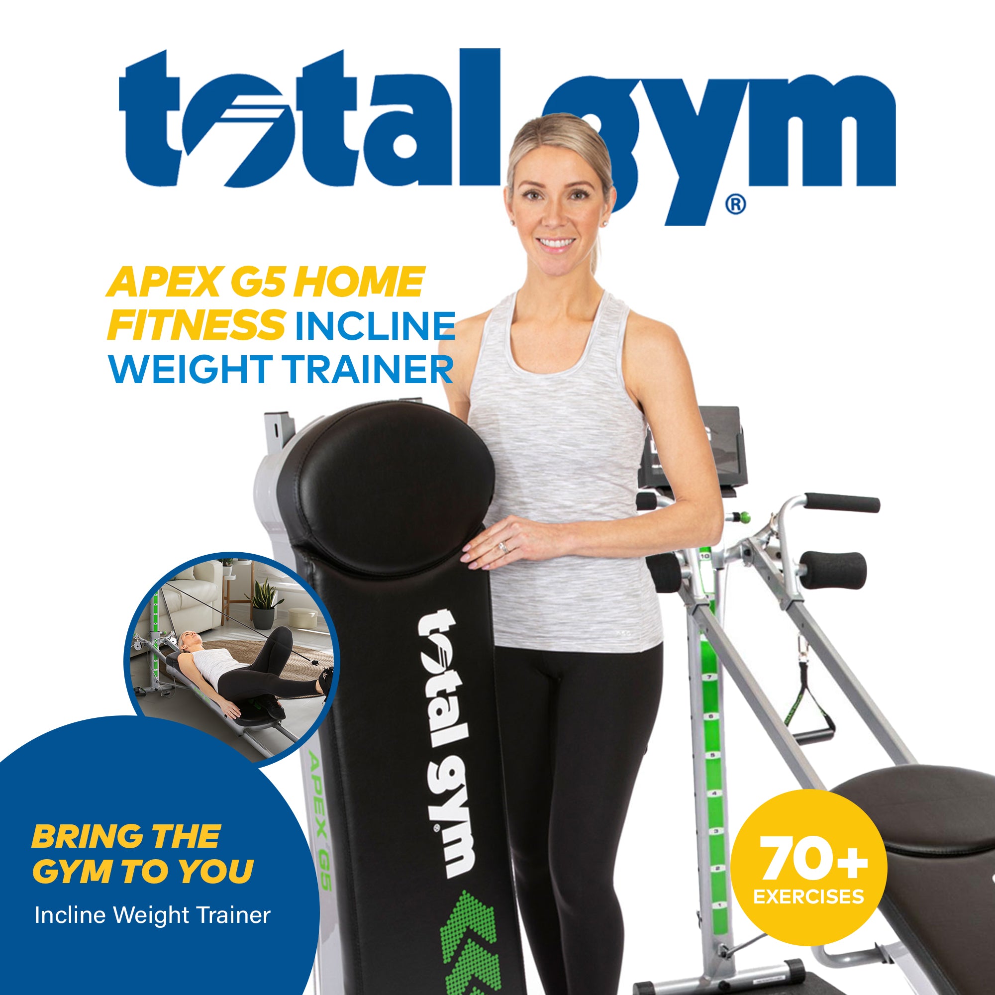 Total Gym APEX G5 Home Fitness Incline Weight Trainer with 10 Resistance Levels - Smart-nests