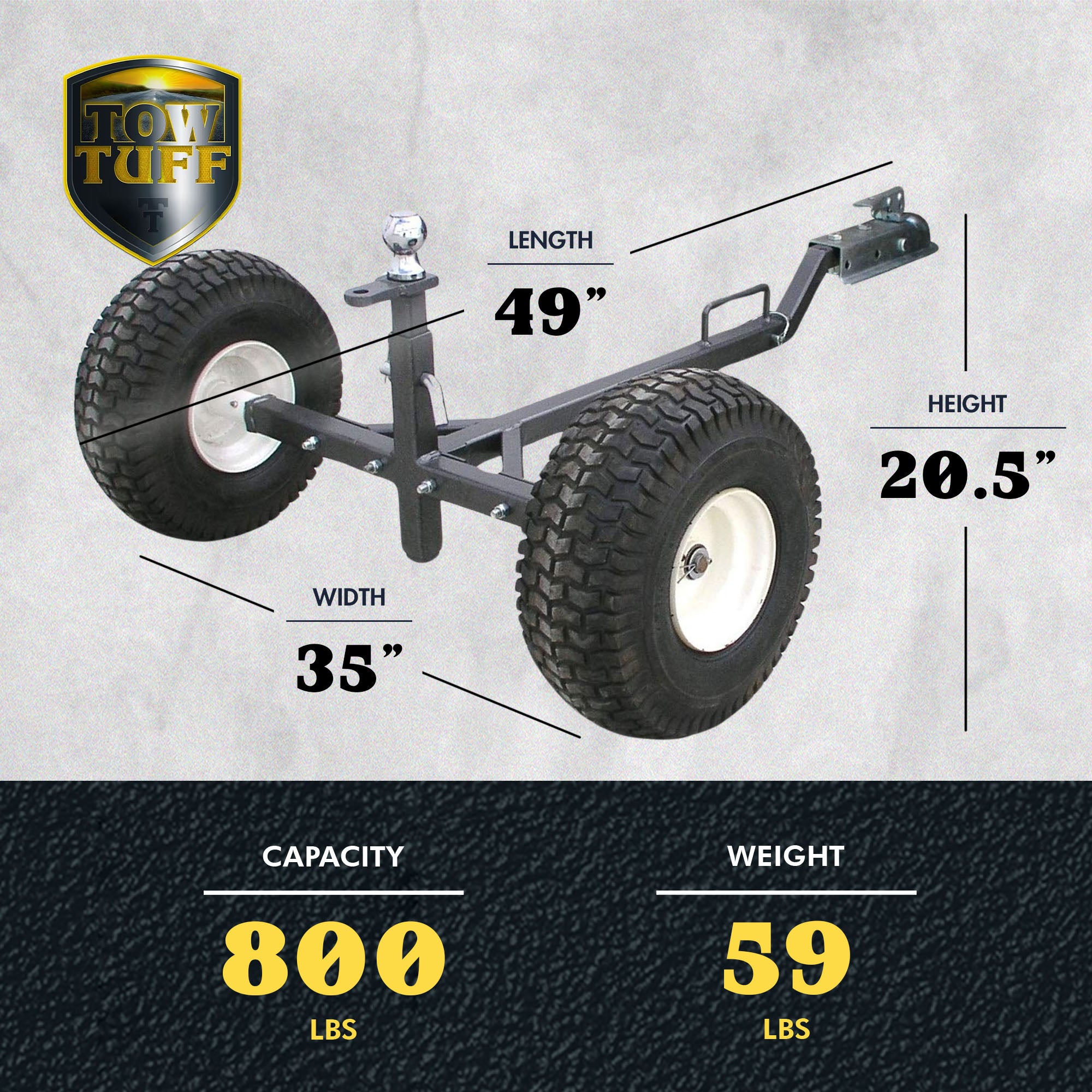 Tow Tuff TMD-800ATV Adjustable Solid Steel 800 Pound Capacity Trailer Dolly - Smart-nests