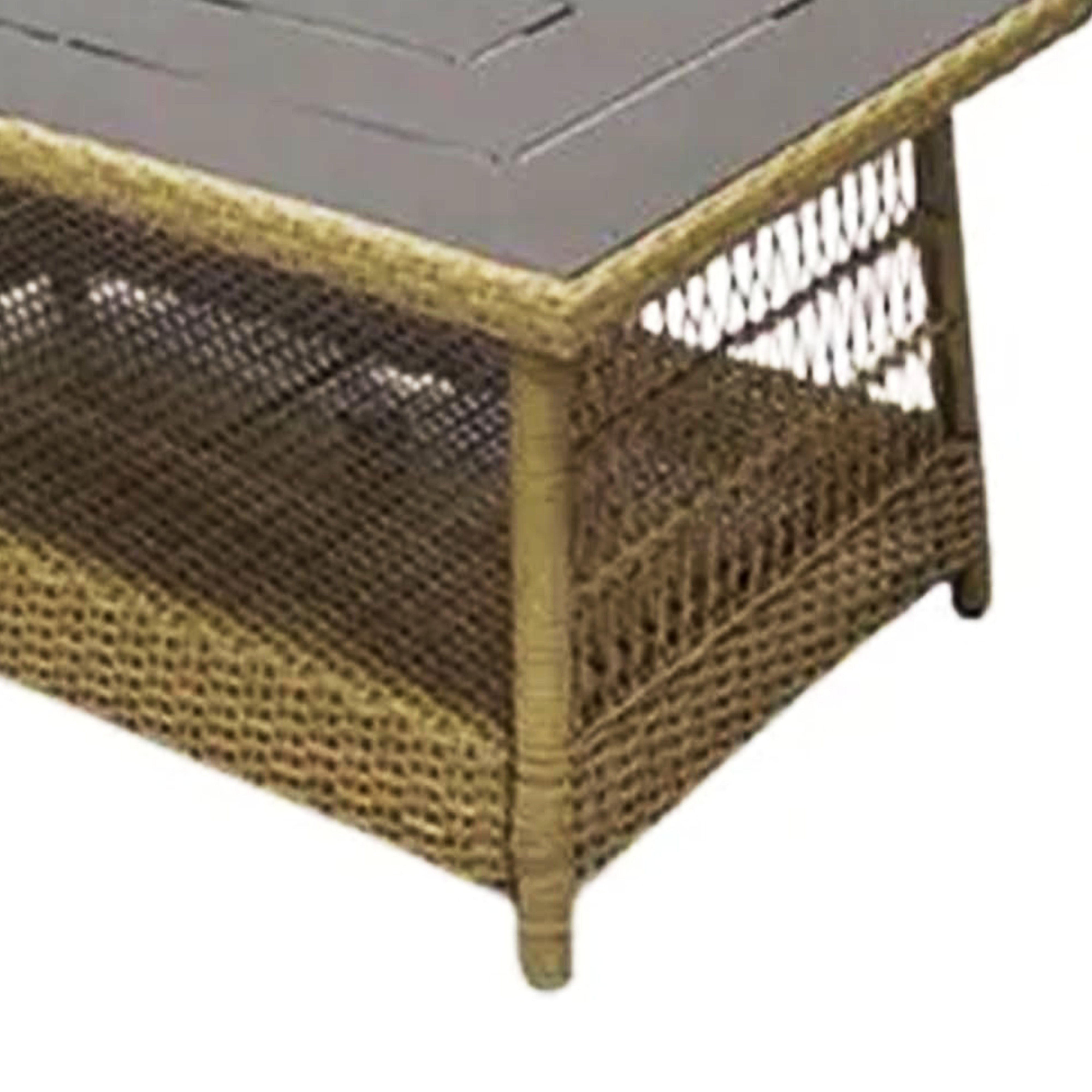 Four Seasons Courtyard Positano 40" x 26" Outdoor Wicker Coffee Table, Brown - Smart-nests