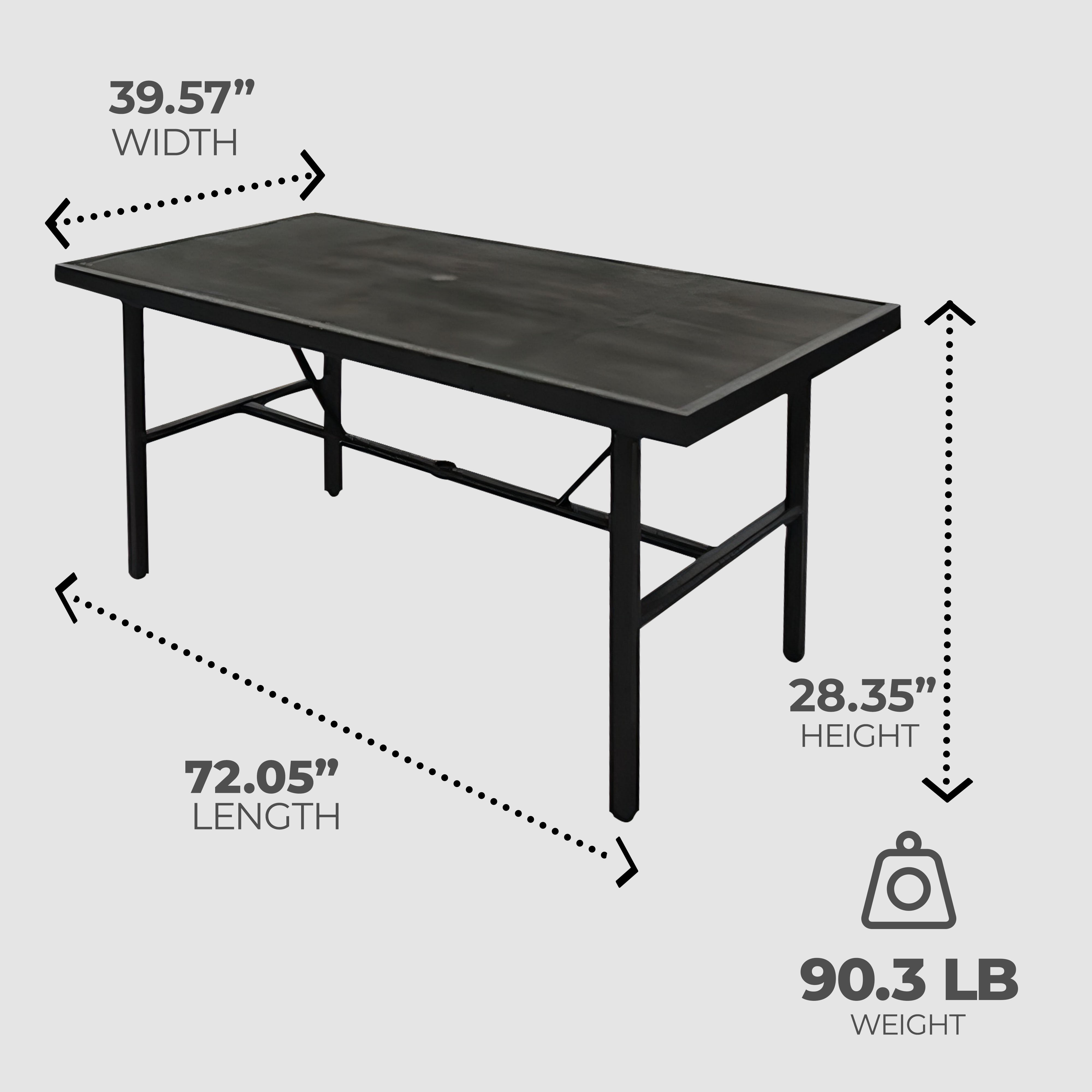 Four Seasons Courtyard Nantucket 40 x 72 Inch All Weather Patio Dining Table - Smart-nests