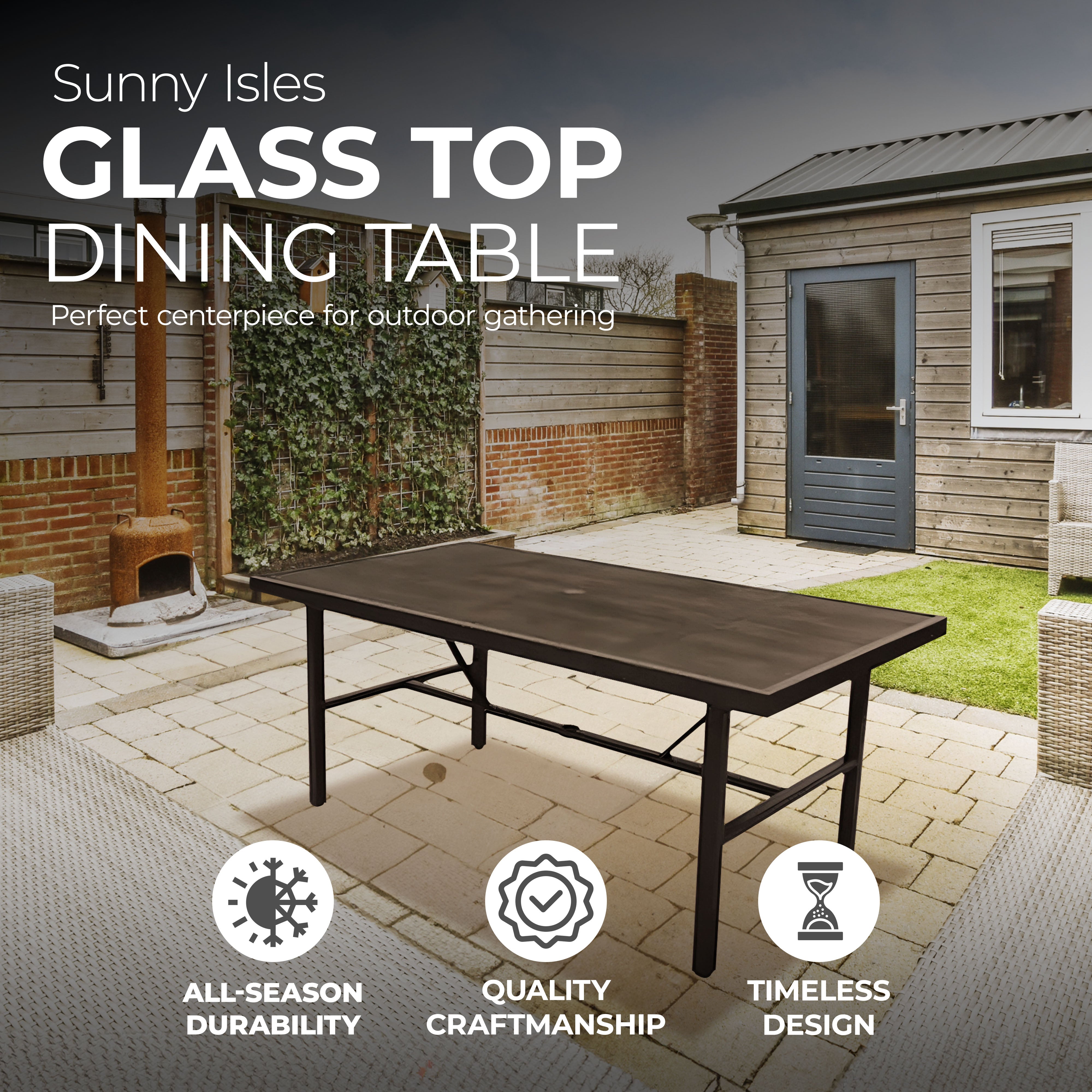 Four Seasons Courtyard Nantucket 40 x 72 Inch All Weather Patio Dining Table - Smart-nests