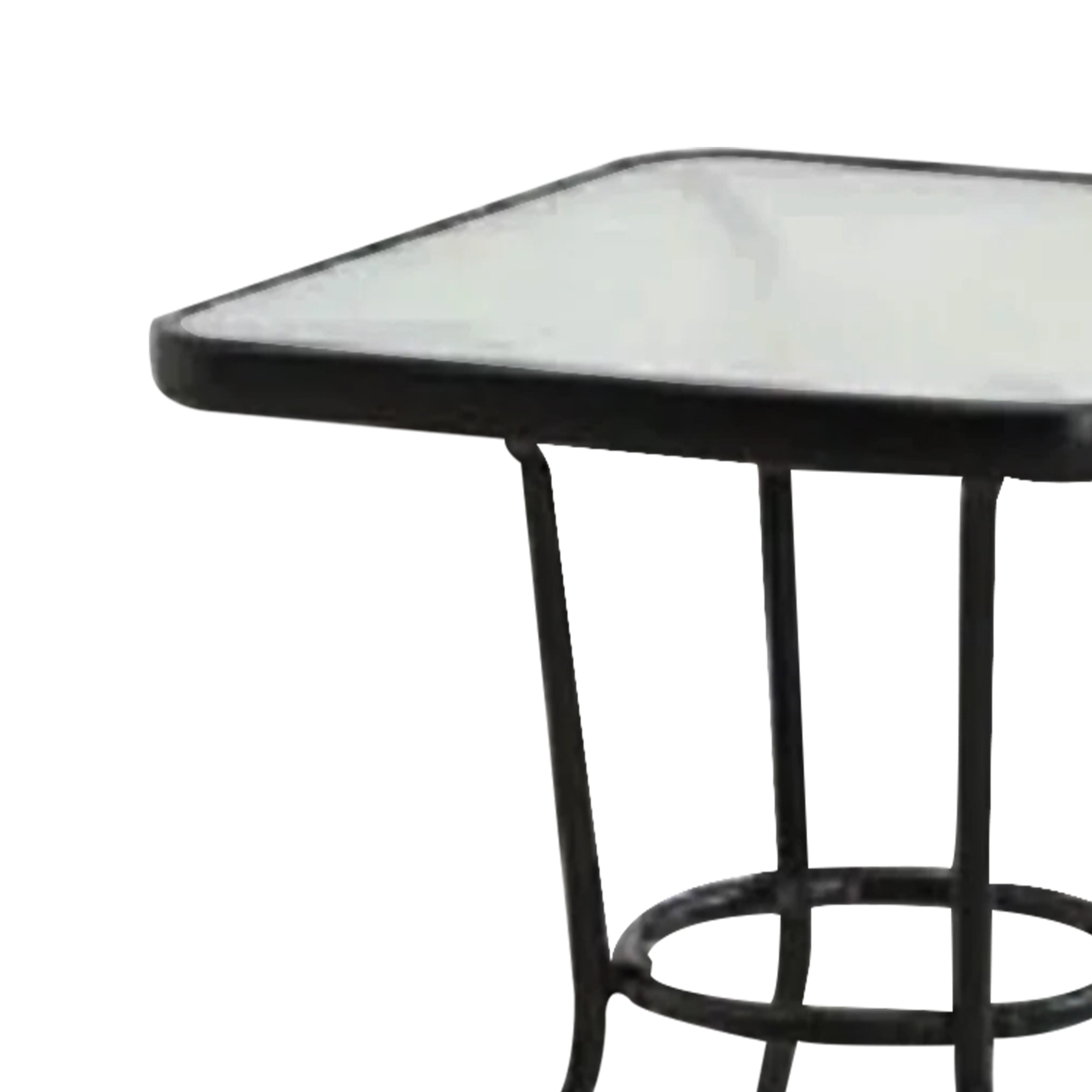 Four Seasons Courtyard Sunny Isles Tempered Glass Top Patio Dining Table, Black - Smart-nests