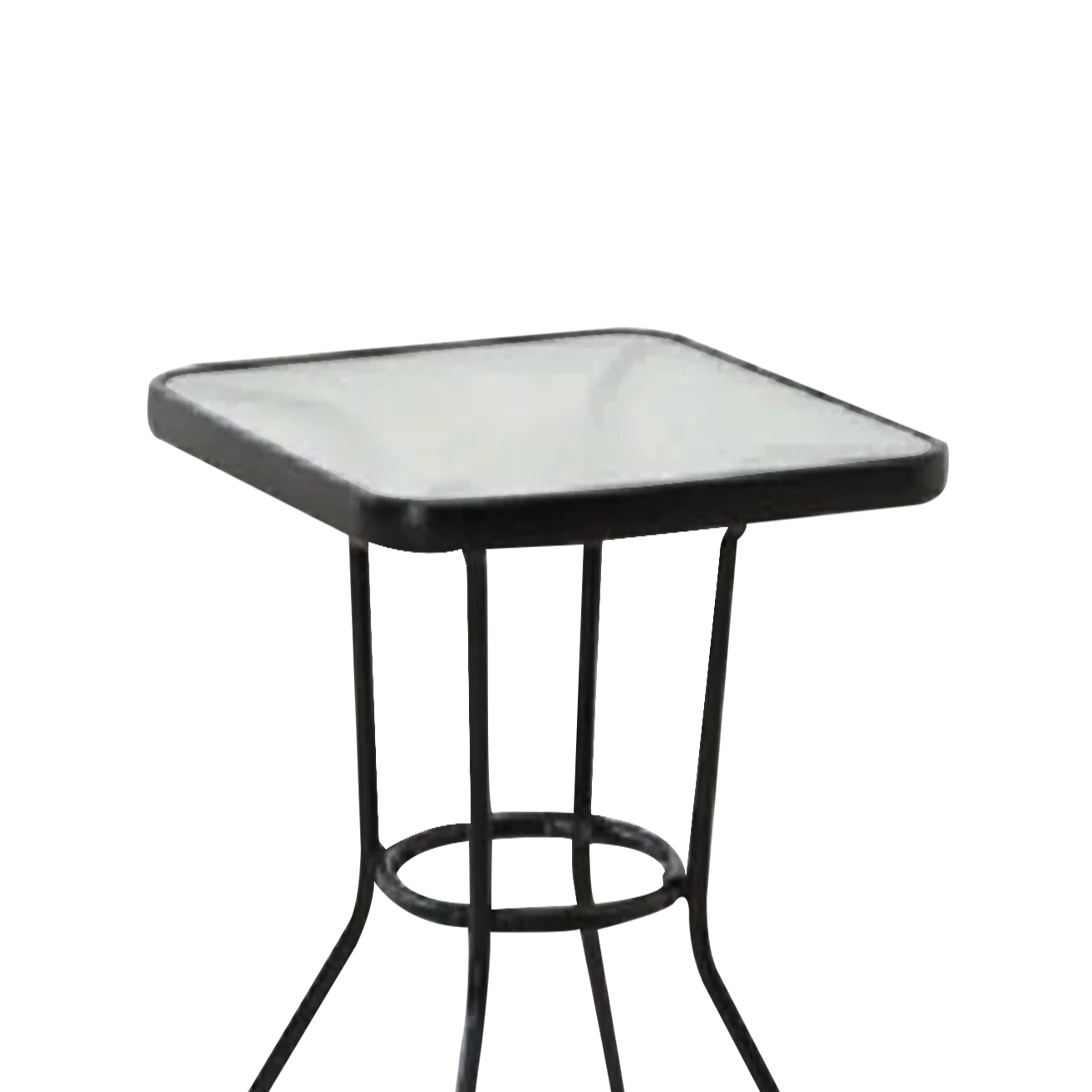 Four Seasons Courtyard Sunny Isles Tempered Glass Top Patio Dining Table, Black - Smart-nests