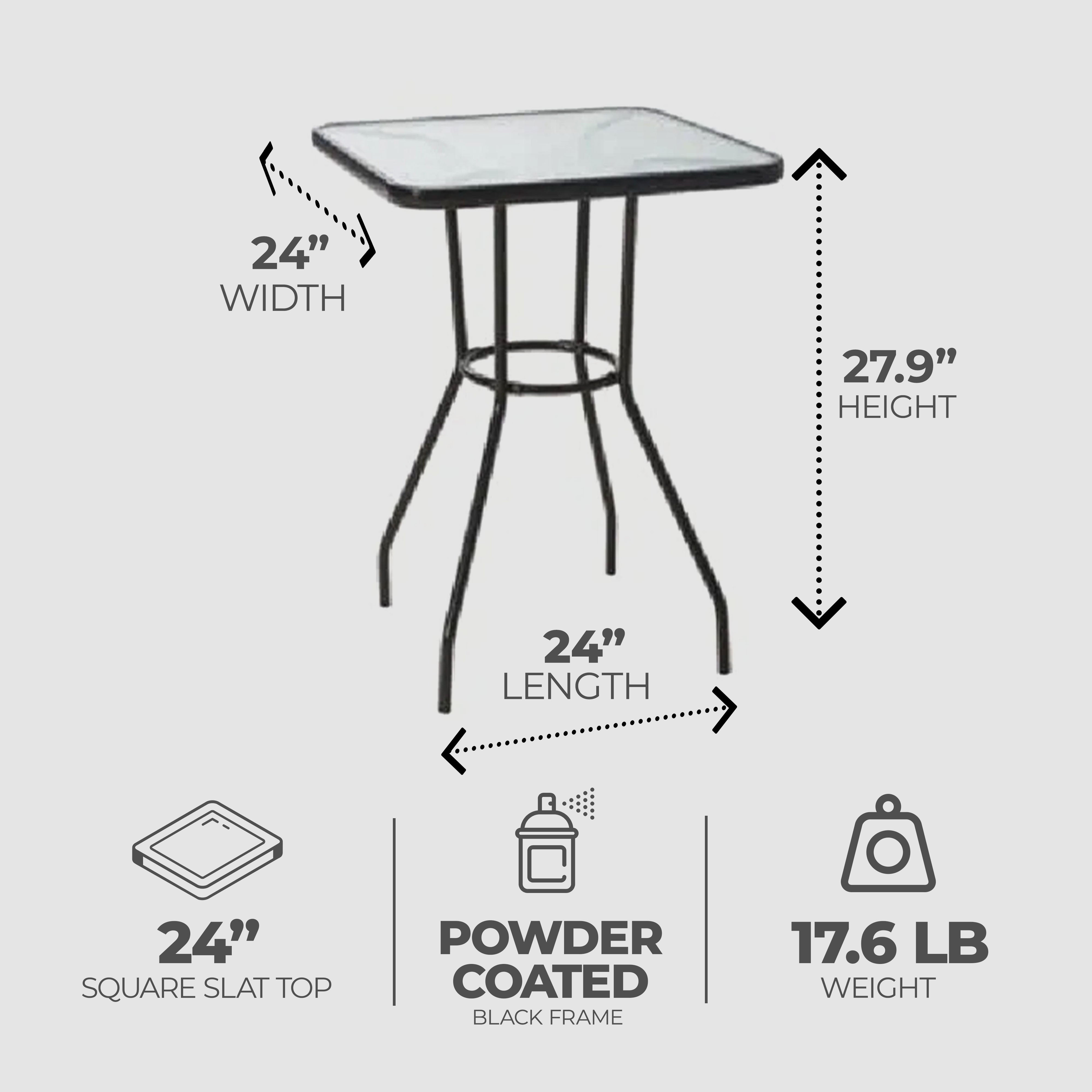 Four Seasons Courtyard Sunny Isles Tempered Glass Top Patio Dining Table, Black - Smart-nests
