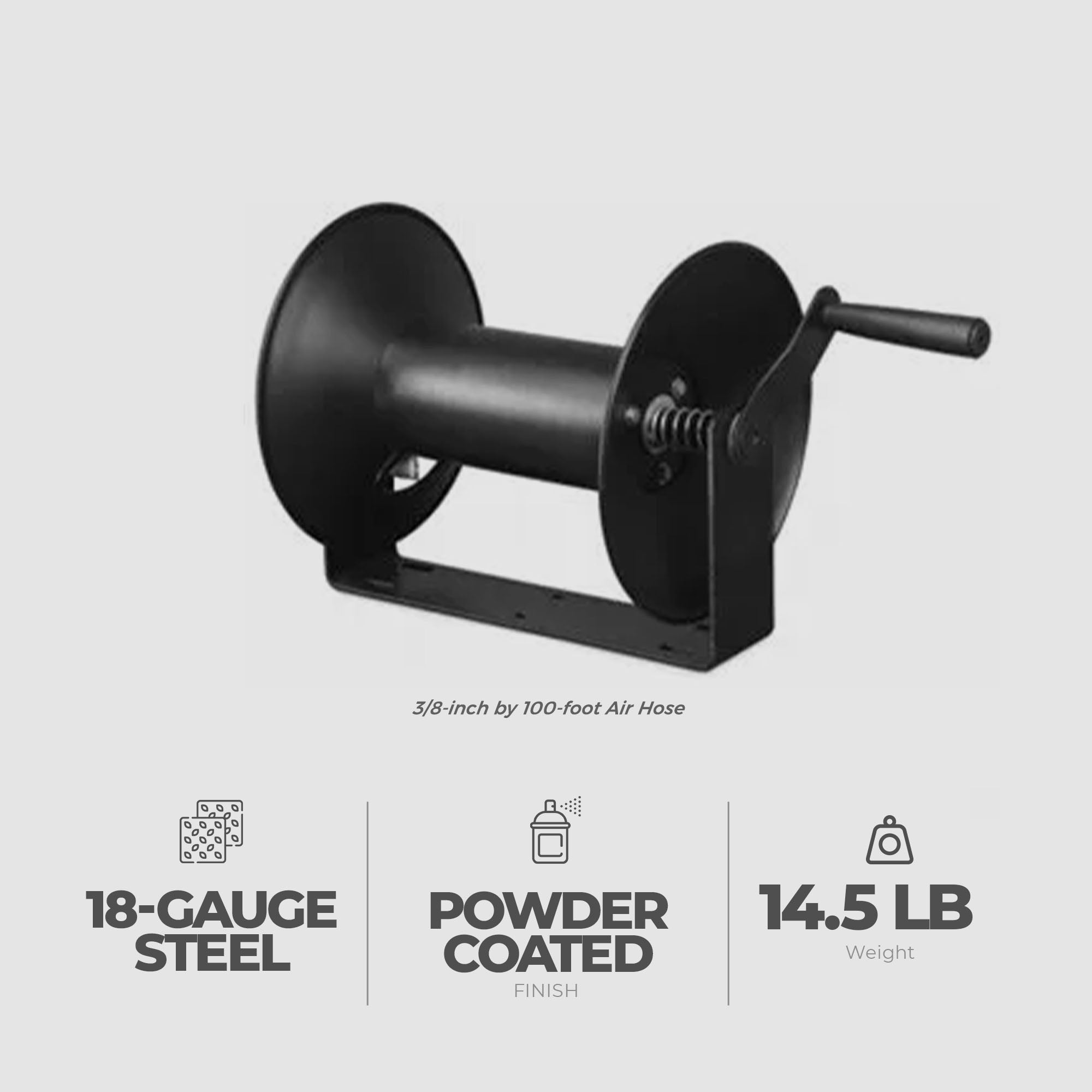 Master Mechanic 3/8" x 100' Steel Open Air Compressor Hose Storage Reel, Black - Smart-nests