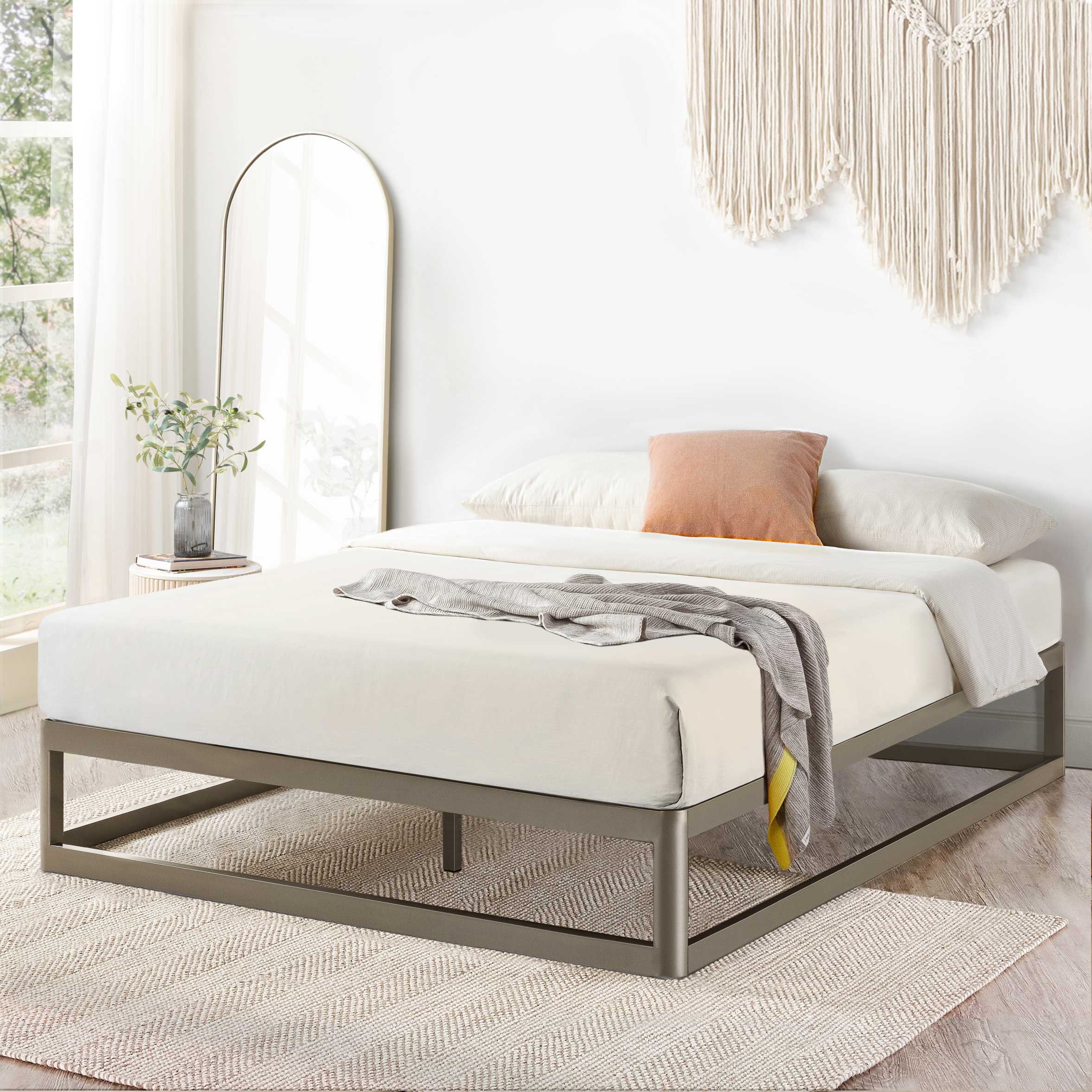 Mellow Ace of Base Metal Platform Low Profile Bed Frame, Round 12 Inch, King - Smart-nests