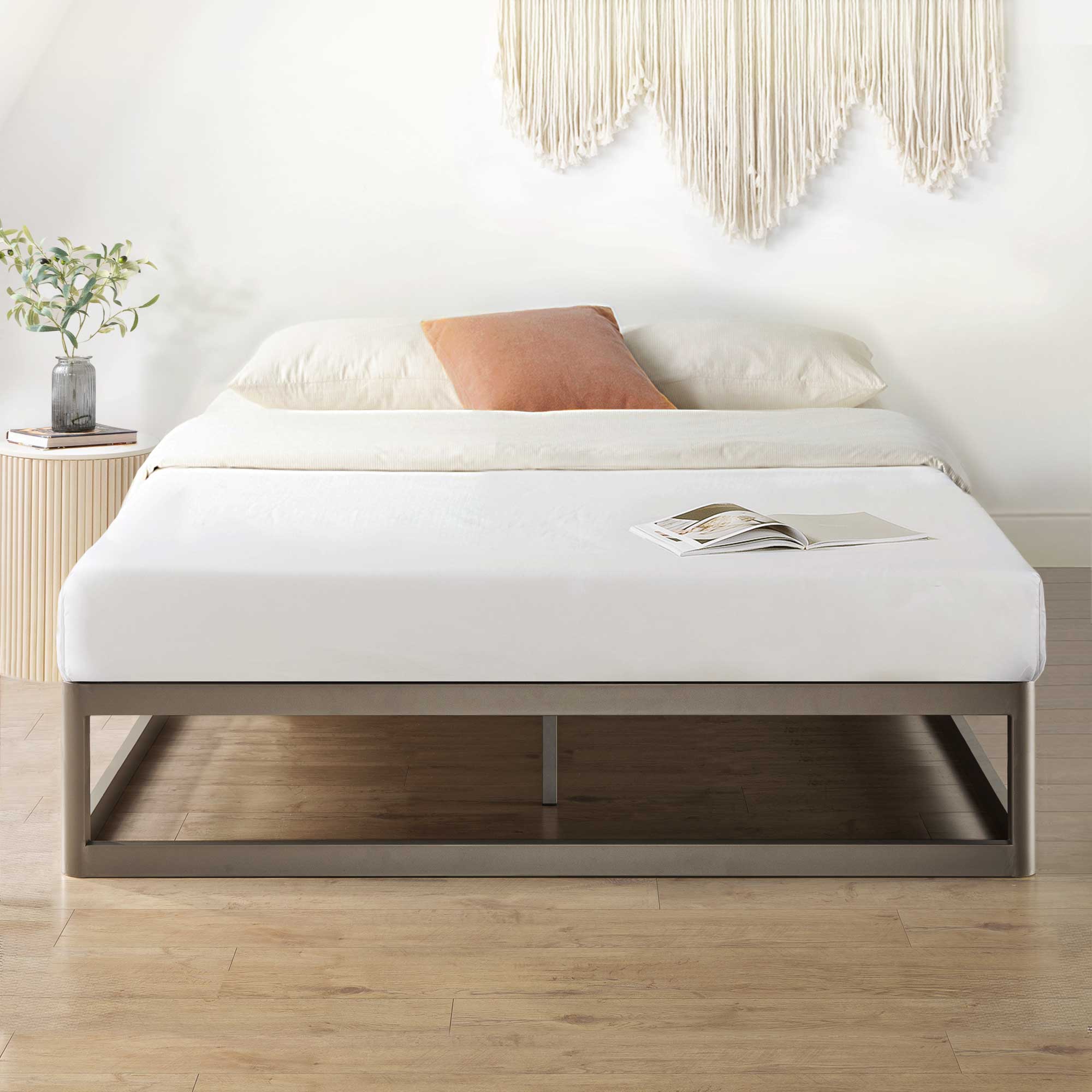 Mellow Ace of Base Metal Platform Low Profile Bed Frame, Round 12 Inch, King - Smart-nests
