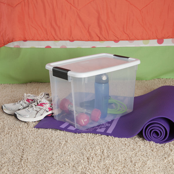 Sterilite 30 Qt Clear Plastic Stackable Storage Bin w/ Latch Lid, White (6 Pack) - Smart-nests
