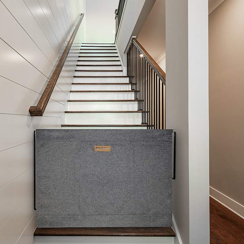 The Stair Barrier 27 to 42.5 Inch Wall to Wall Single Panel Swing Gate, Gray - Smart-nests