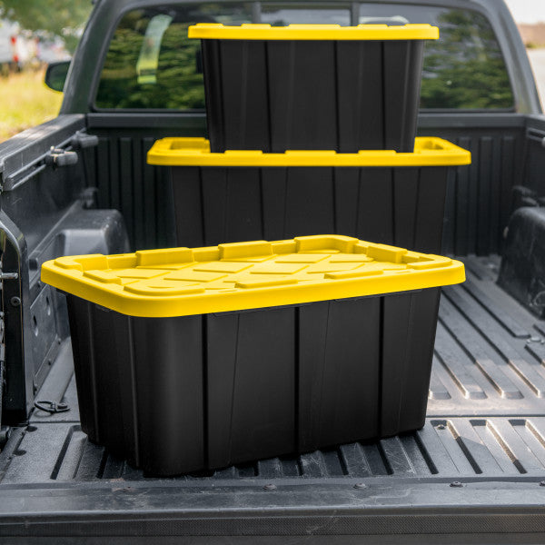 Sterilite 27 Gallon Industrial Stackable Storage Tote Lidded Containers, 6 Pack - Smart-nests